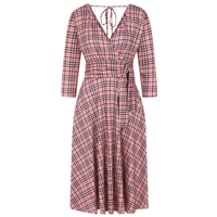 Thumbnail for Arabella Dress - Pink Houndstooth, Lady V London