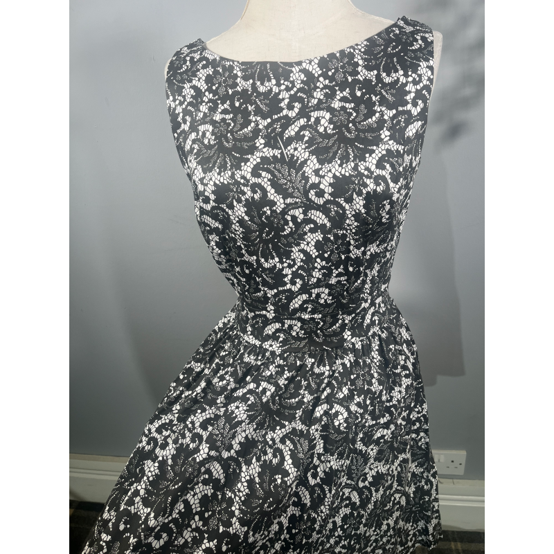 Tea Dress - Black Lace Print (14), Lady V London