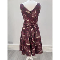 Thumbnail for Hepburn Dress - Burgundy Bird Cages (10), Lady V London