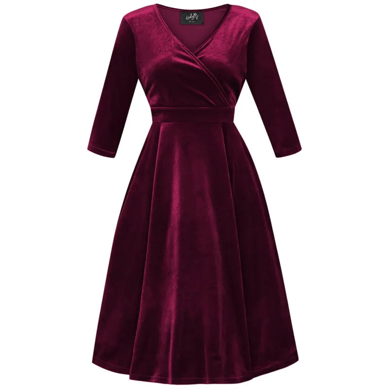 Lyra Dress - Wine Velvet
