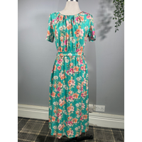 Thumbnail for Daphne Dress - Turquoise Floral (10), Lady V London