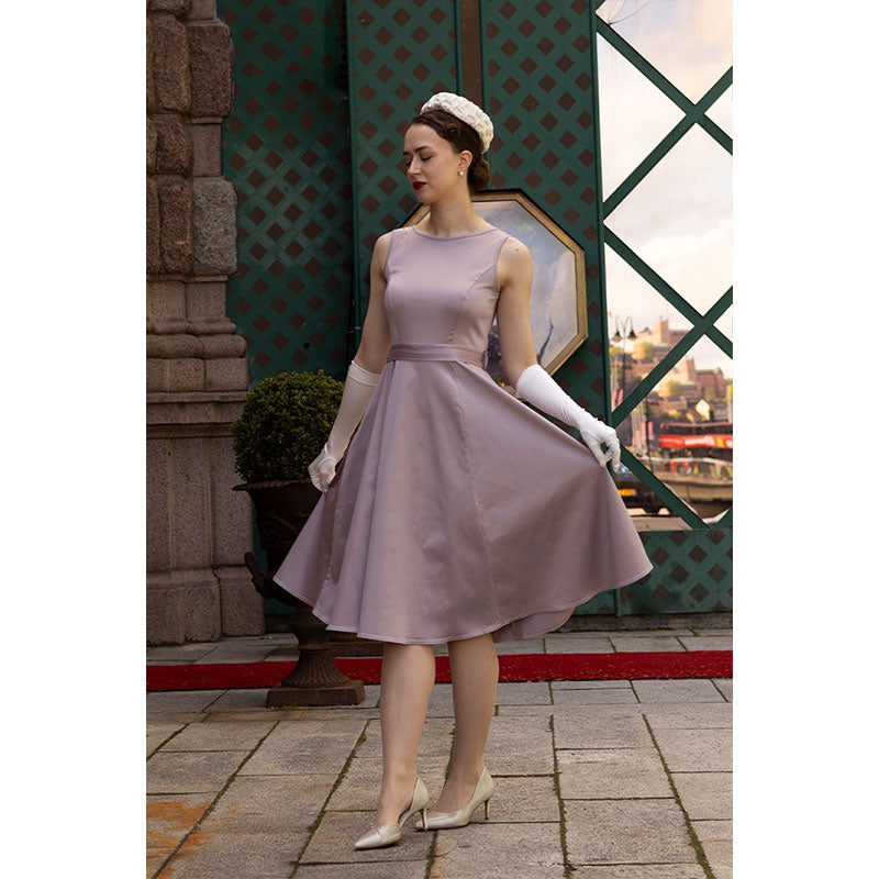 Hepburn Dress - Rose Quartz Sateen Lady V London Hepburn Dress - Rose Quartz Sateen Lady V London
