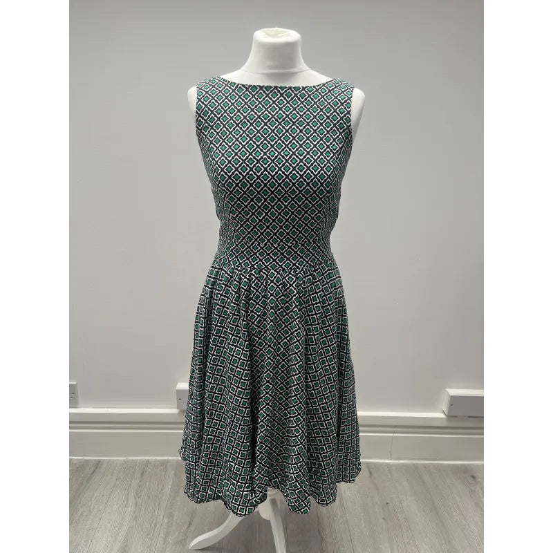Tea Dress - Retro Geometric Green (10), Lady V London