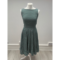 Thumbnail for Tea Dress - Retro Geometric Green (10), Lady V London