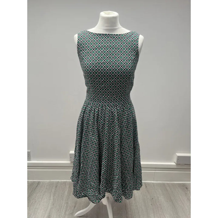 Tea Dress - Retro Geometric Green (10)
