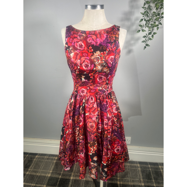 Tea Dress - Red Rose Galore (12), Lady V London