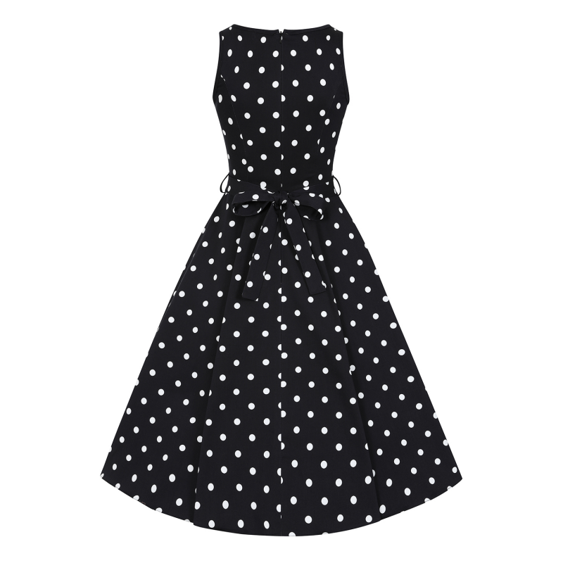 Hepburn Dress - Black Polka Dot, Lady V London