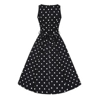 Thumbnail for Hepburn Dress - Black Polka Dot, Lady V London