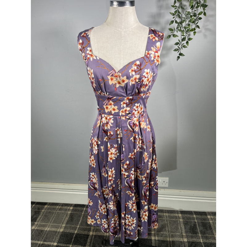 Eloise Dress - Purple Bird (10), Lady V London