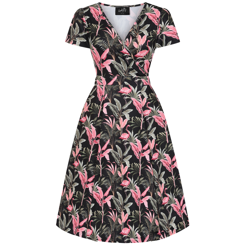 Lyra Dress - Flamingo Palm