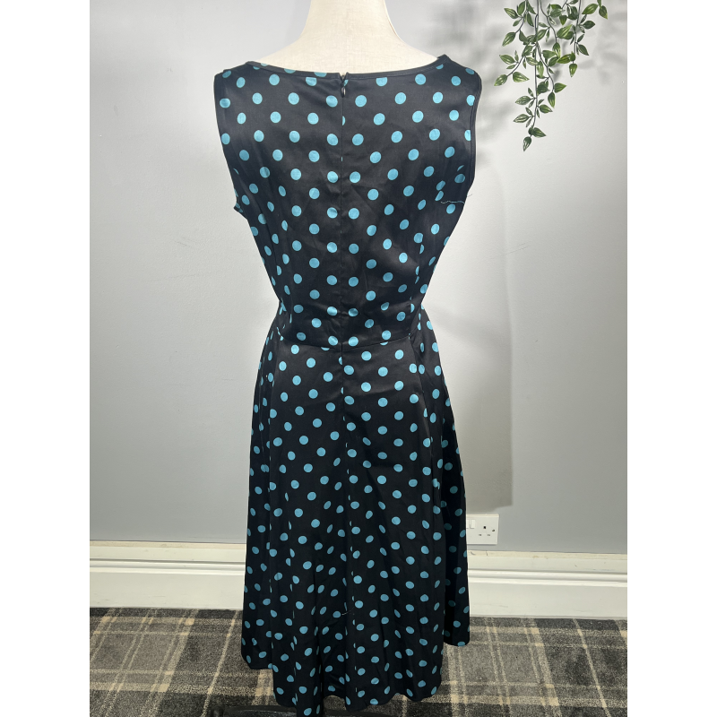 Hepburn Dress - Teal Polka (18), Lady V London