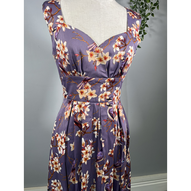 Eloise Dress - Purple Bird (10), Lady V London