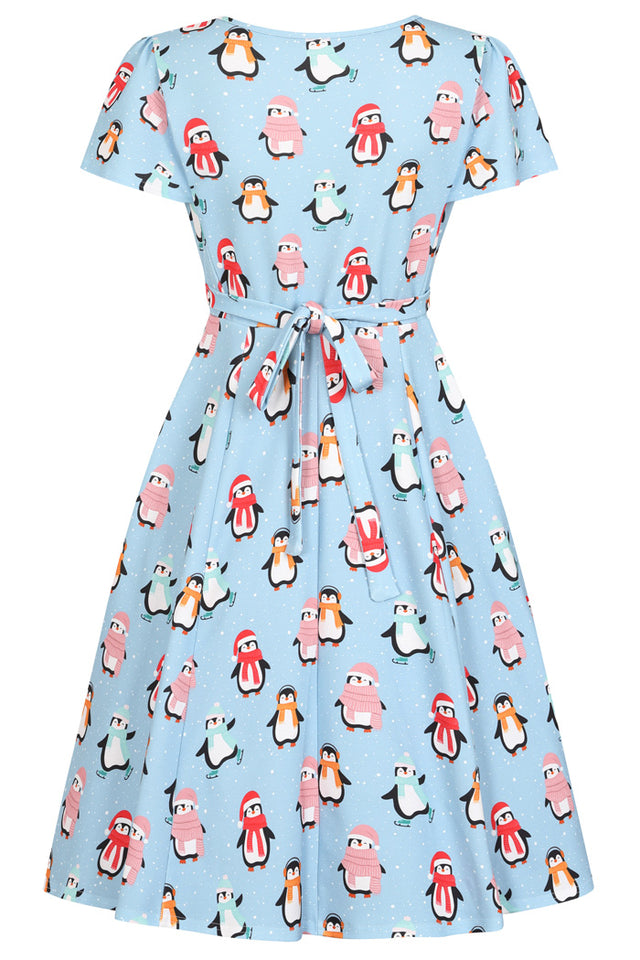 Lyra Mini Dress - Festive Penguin, Lady V London