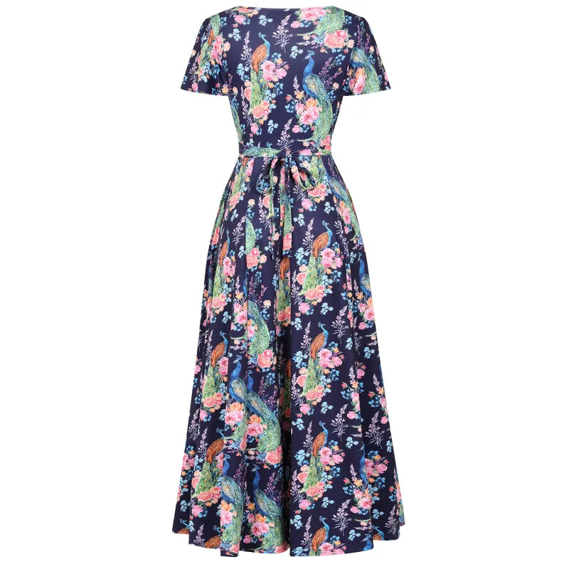 Lyra Maxi Dress - Elegant Peacocks