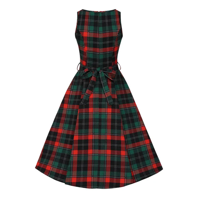 Hepburn Dress - Christmas Tartan, Lady V London