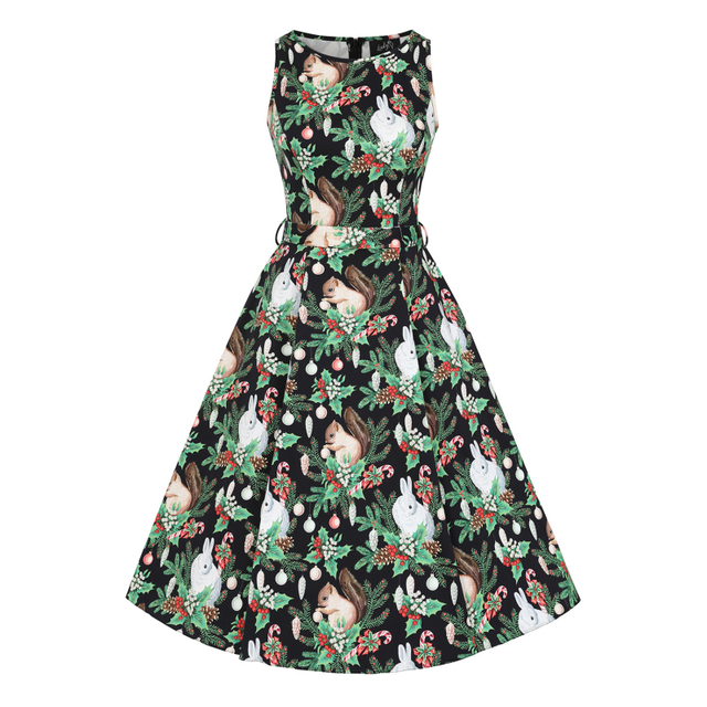 Hepburn Dress - Christmas Critters, Lady V London