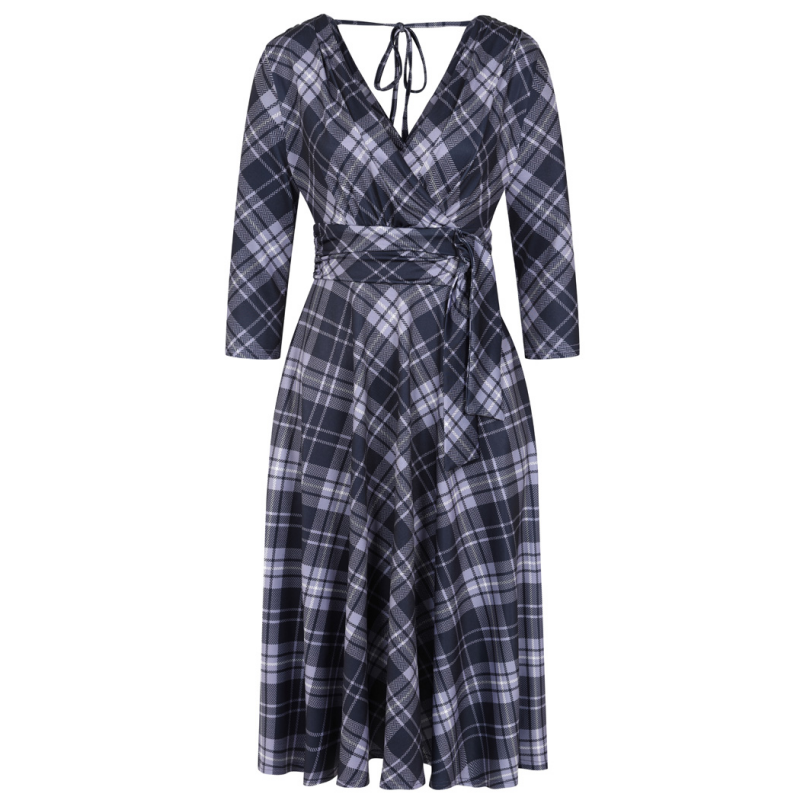 Arabella Dress - Soft Blue Tartan, Lady V London