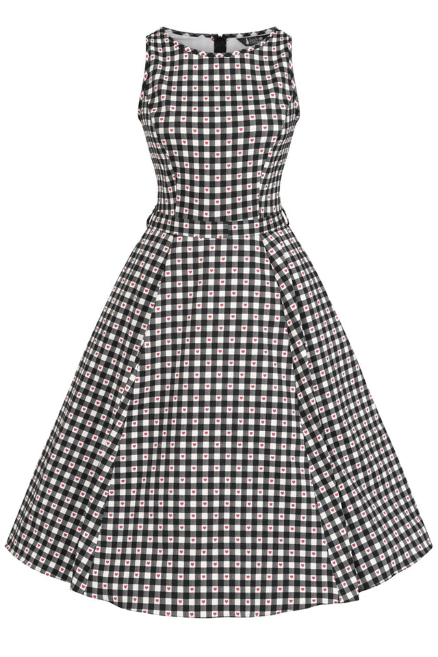 Hepburn Dress - Heart Gingham, Lady V London