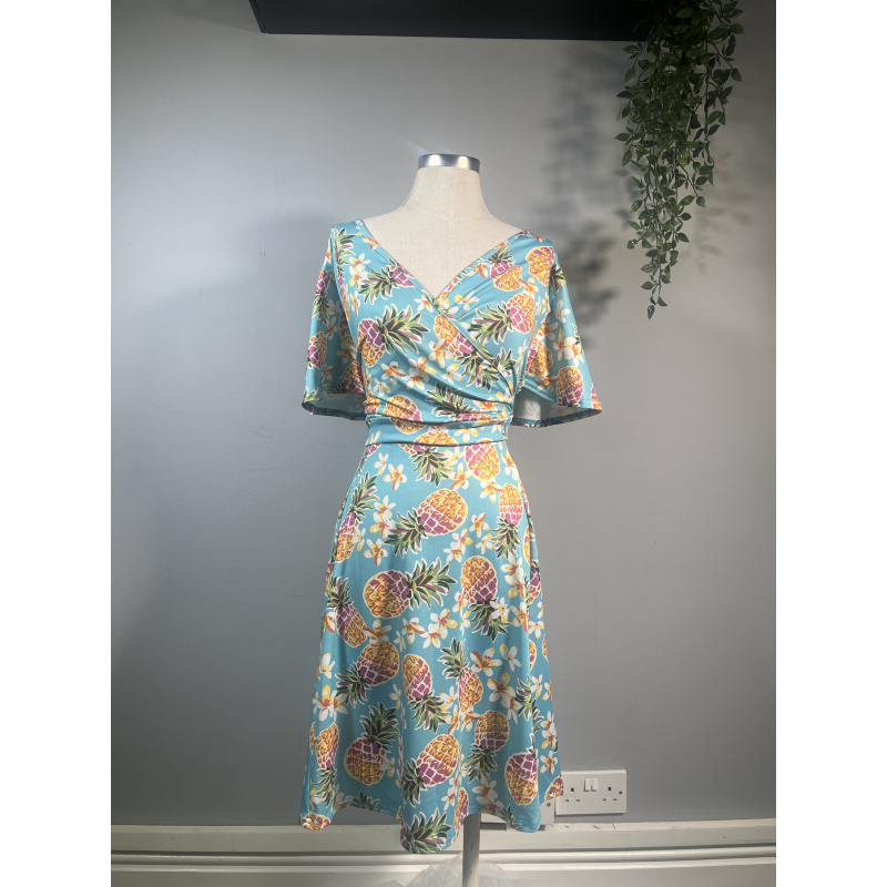 Lyra Mini Dress - Pineapples (26/28), Lady V London