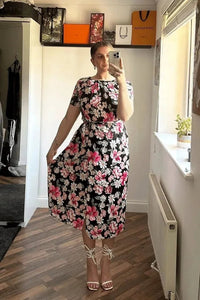 Thumbnail for Daphne Dress - Black Floral Lady Vintage Daphne Dress