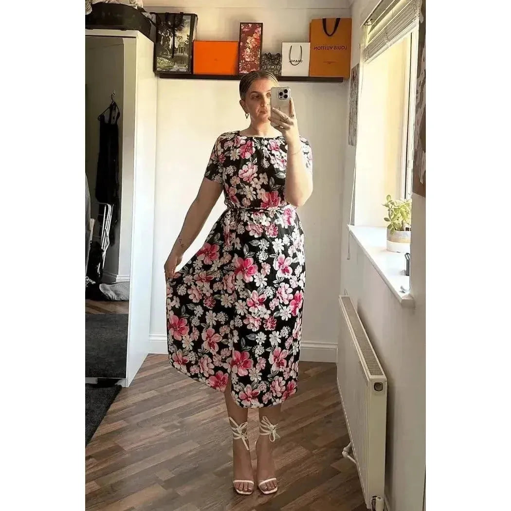 Daphne Dress - Black Floral Lady Vintage Daphne Dress