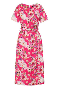 Thumbnail for Daphne Dress - Pink Floral - Lady V London