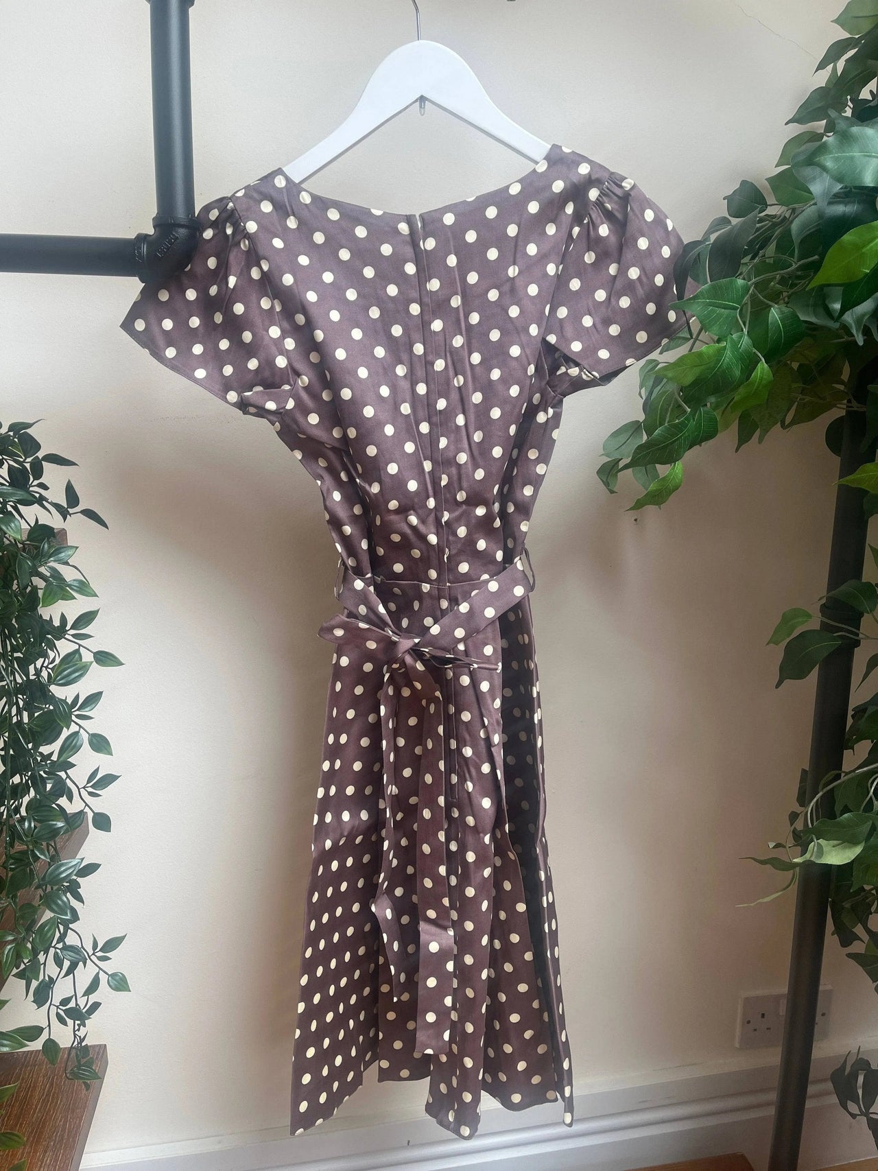 Day Dress - Mocha Polka (08) 08 Lady Vintage London Outlet