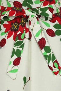 Thumbnail for Day Dress - Red Floral Border Lady Vintage Day Dress