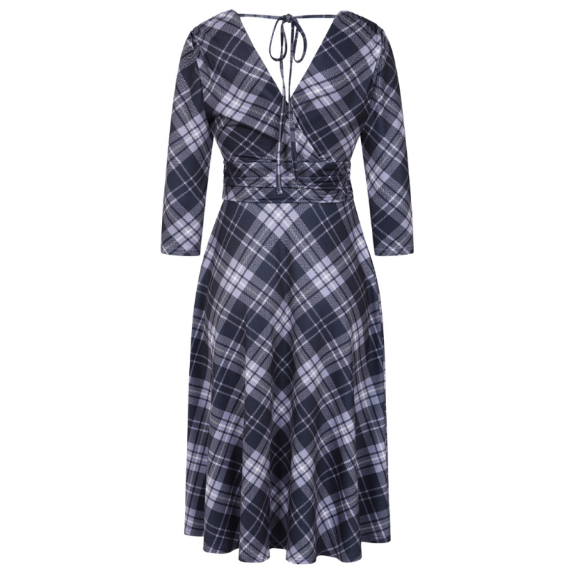 Arabella Dress - Soft Blue Tartan, Lady V London