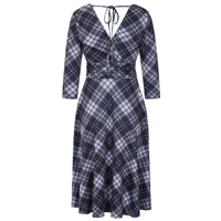 Thumbnail for Arabella Dress - Soft Blue Tartan, Lady V London