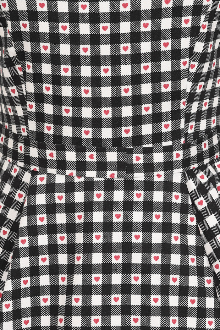 Hepburn Dress - Heart Gingham, Lady V London