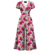 Thumbnail for Jumpsuit - Short Sleeve Dress - Island Bloom - Pink