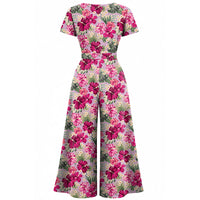 Thumbnail for Jumpsuit - Short Sleeve Dress - Island Bloom - Pink