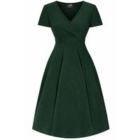 Thumbnail for Short Sleeve Lyra Dress - Bottle Green