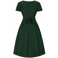 Thumbnail for Short Sleeve Lyra Dress - Bottle Green