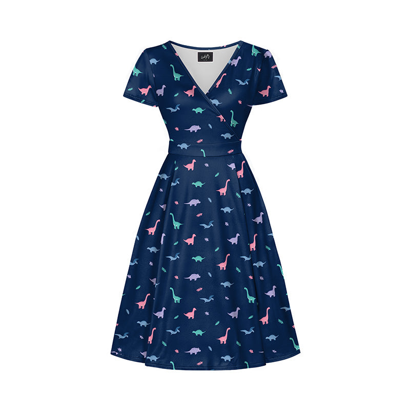 Lyra - Short Sleeve Dress - Pastel Prehistoric