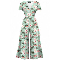 Thumbnail for Jumpsuit - Short Sleeve Dress - Flamingo Bay