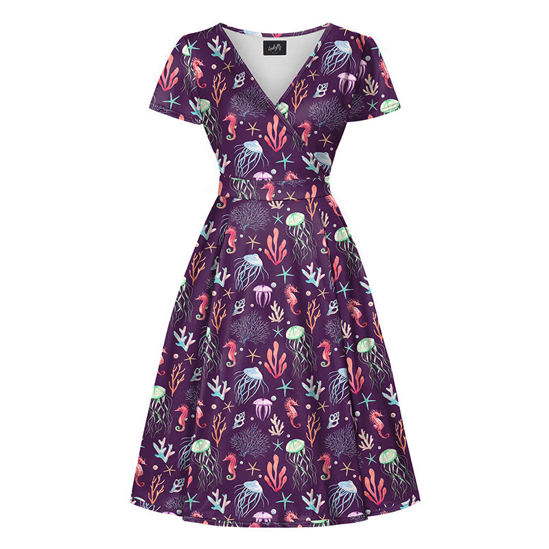 Lyra - Short Sleeve Dress - Midnight Reef
