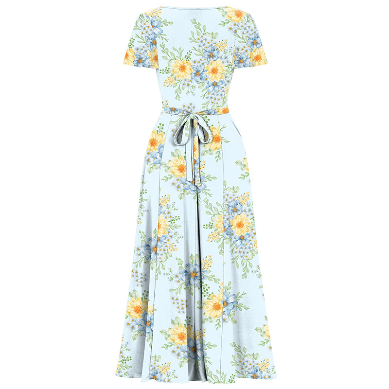 Lyra - Maxi Dress - Blue Spring Floral Lady V London Lyra - Maxi Dress - Blue Spring Floral Lady V London