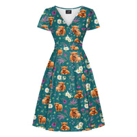 Thumbnail for Lyra - Short Sleeve Dress - Highland Cow