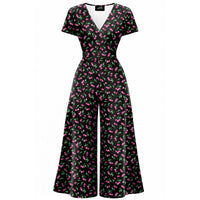 Thumbnail for Jumpsuit - Short Sleeve Dress - Pink Cherry