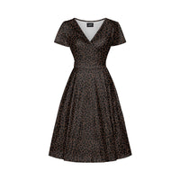Thumbnail for Lyra - Short Sleeve Dress - Dark Brown Leopard Print