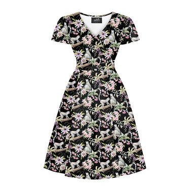 knee length dresses for ladies Rosy Petal Swing Dress  Unique Vintage