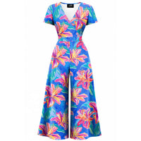 Thumbnail for Jumpsuit - Short Sleeve Dress - Blue Lagoon Lily