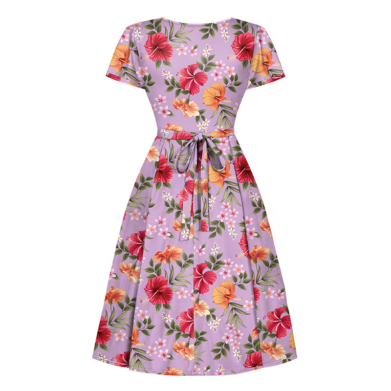 Lyra - Short Sleeve Dress - Island Bloom