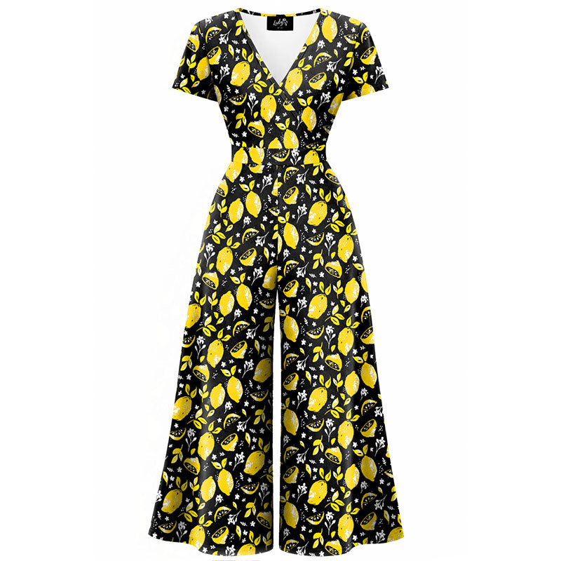 Jumpsuit - Short Sleeve Dress - Limoncello