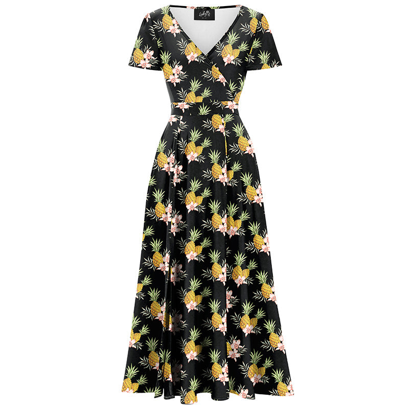 Lyra - Maxi Dress - Golden Pineapple Garden