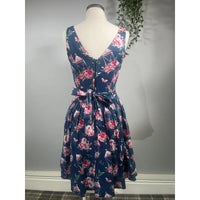 Thumbnail for Tea Dress - Pink Roses on Navy (12), Lady V London