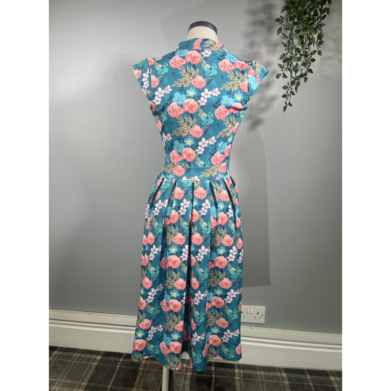 Eva Dress - Aqua Floral (08), Lady V London