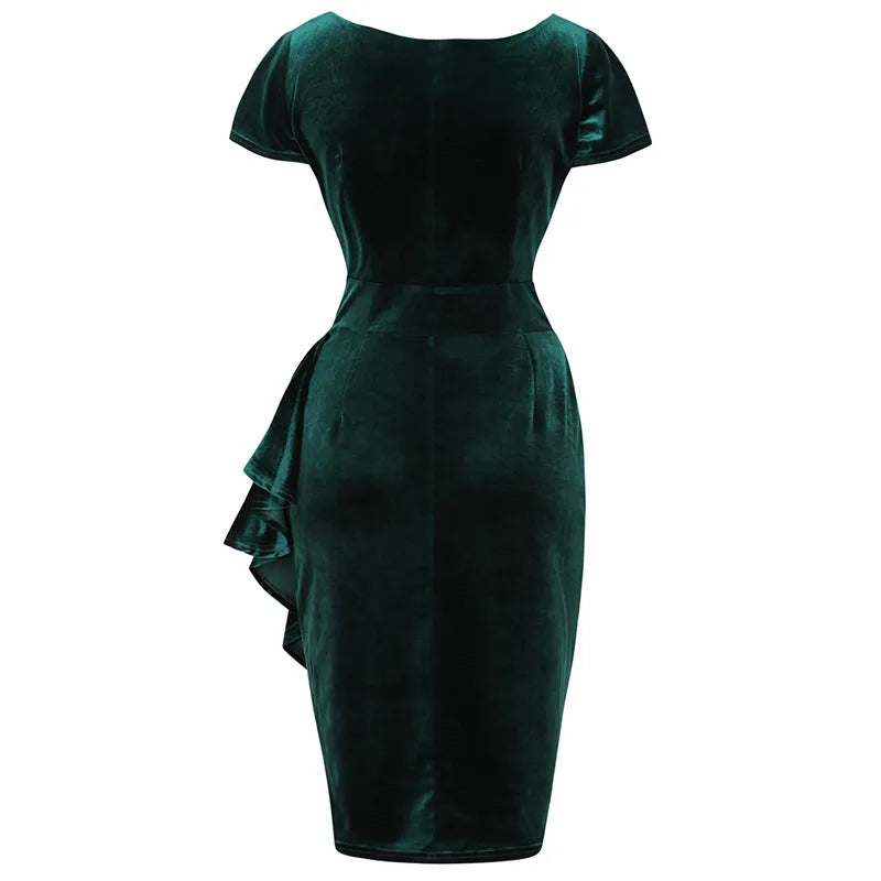 Elsie Dress - Emerald Velvet